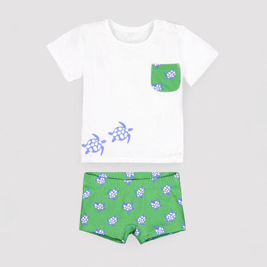 Conjunto camiseta y bañador bóxer bebé estampado tortugas