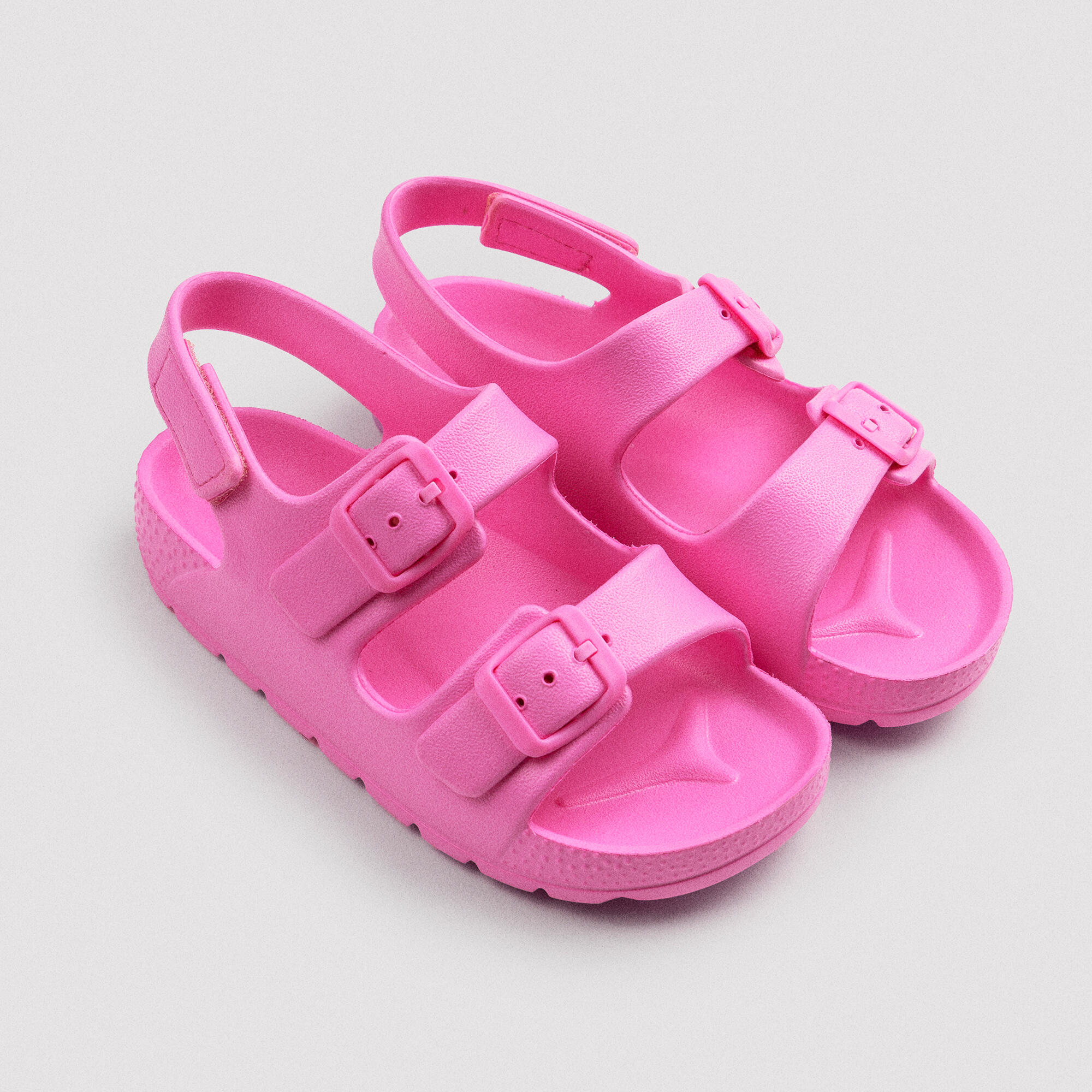 Tongs roses pour enfants avec boucles réglables et velcro 2/3