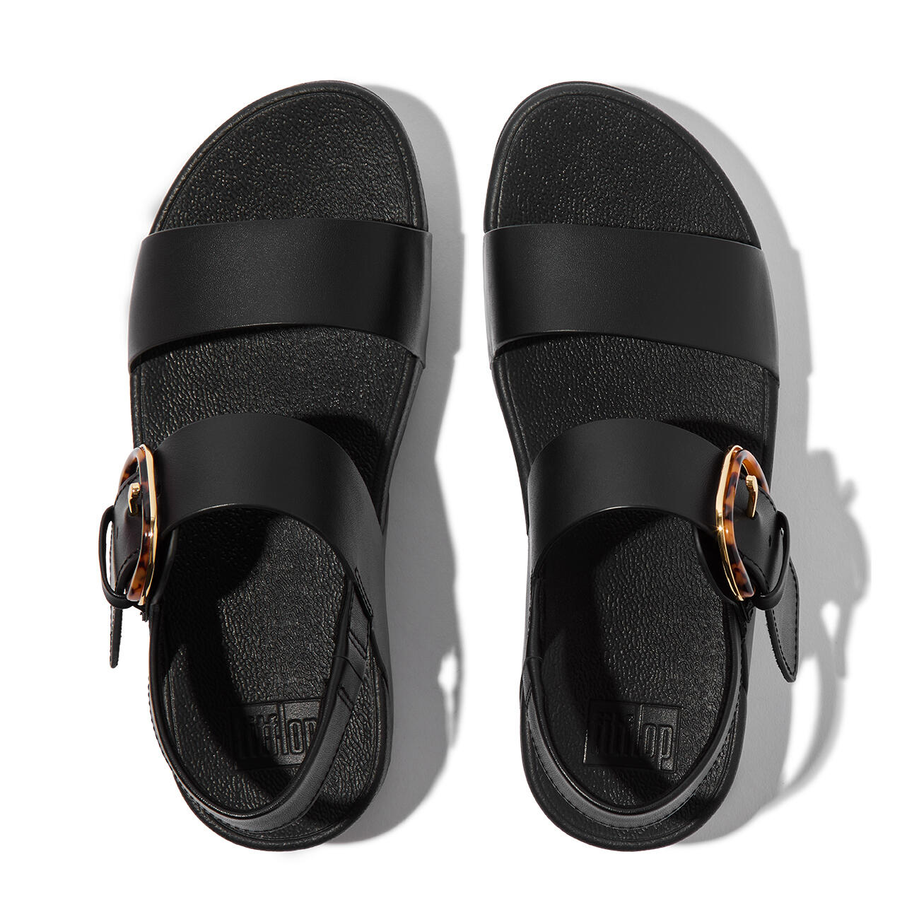 FITFLOP FitFlop Lulu Resin-Buckle Leather Back-Strap Sandals  GEHEEL ZWART 41 5/7