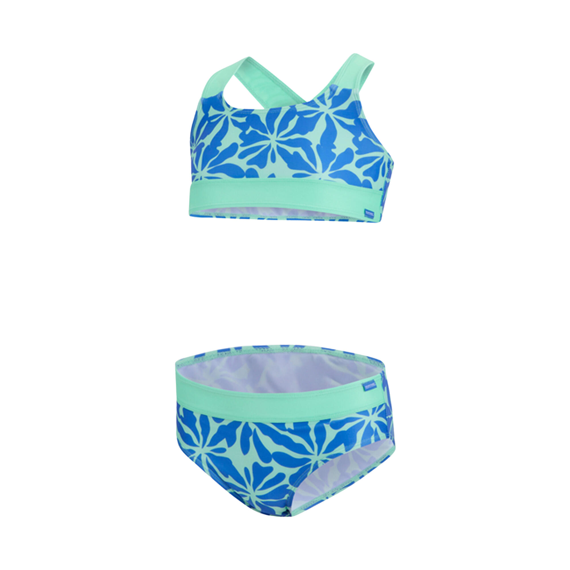 Bikini Floreale Set Ragazze Regatta Dakaria III Blu Sonico Verde Ghiaccio 3/4