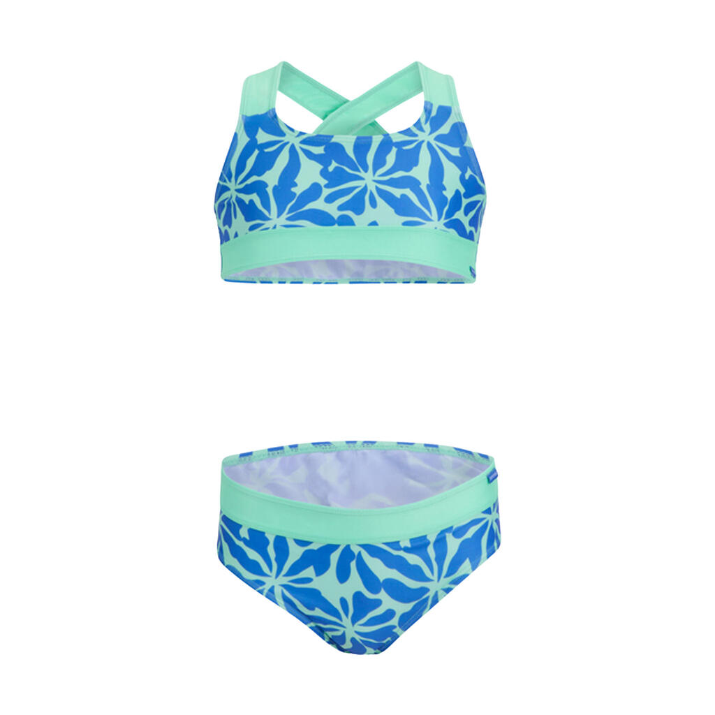 Girls Dakaria III Floral Bikini Set (Sonic Blue/Ice Green)