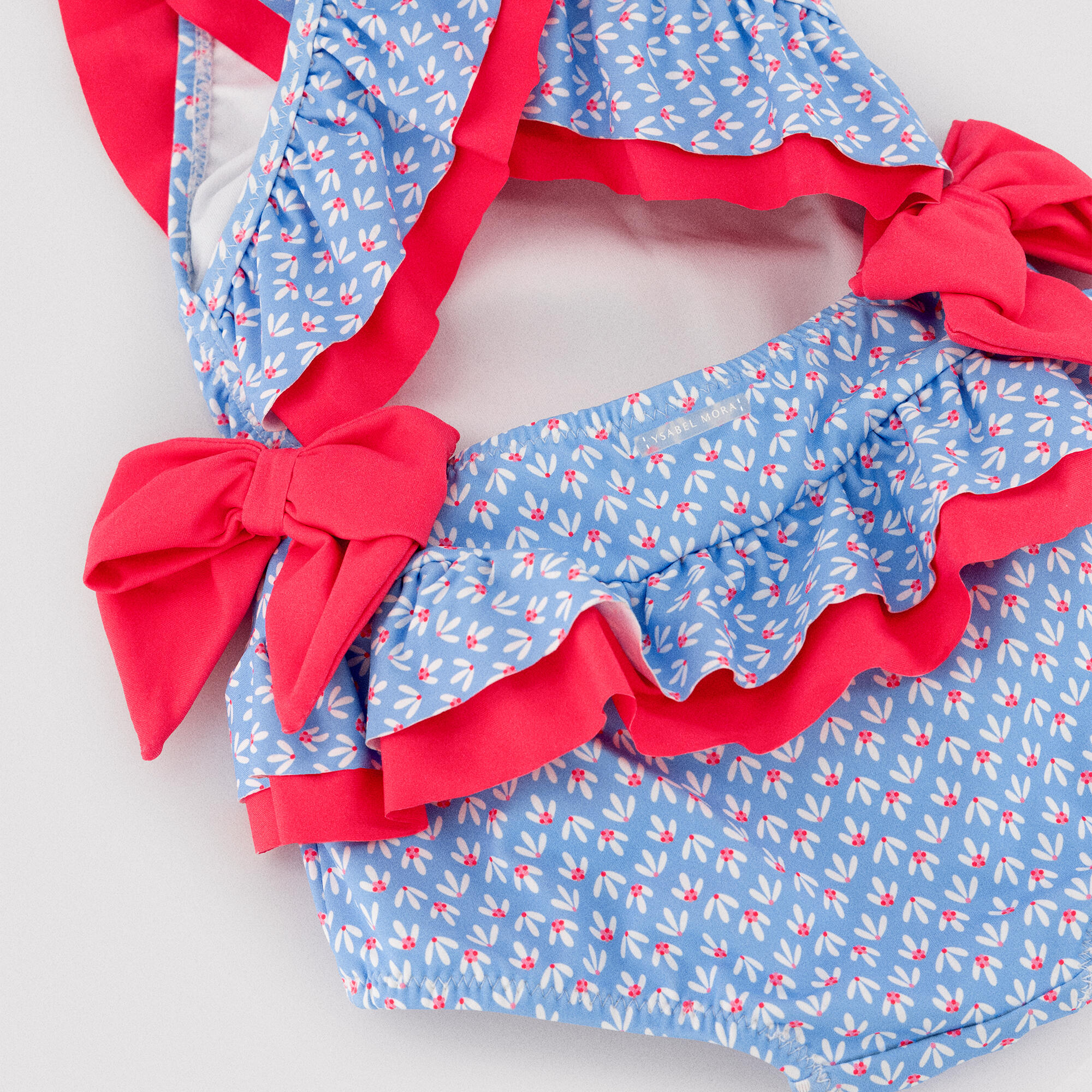 Maillot de bain bébé fille avec volants et nœuds, imprimé floral 3/3