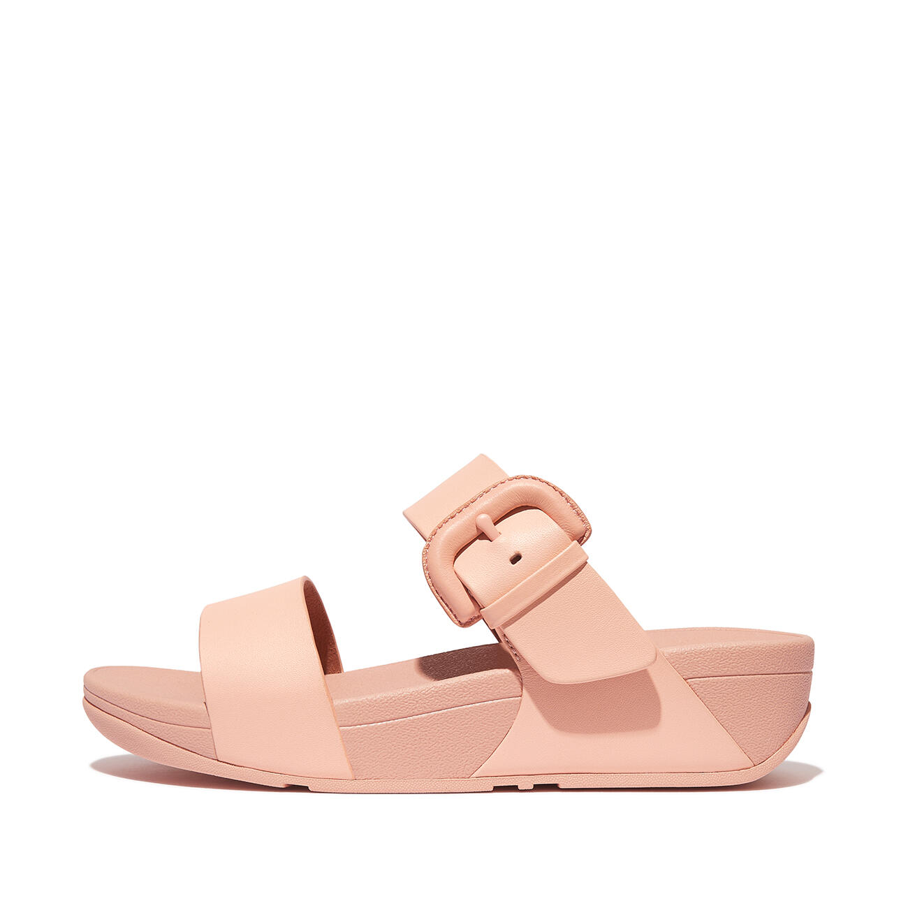 FITFLOP FitFlop Lulu Covered-Buckle Raw-Edge Leather Slides  BLUSH 40 3/7