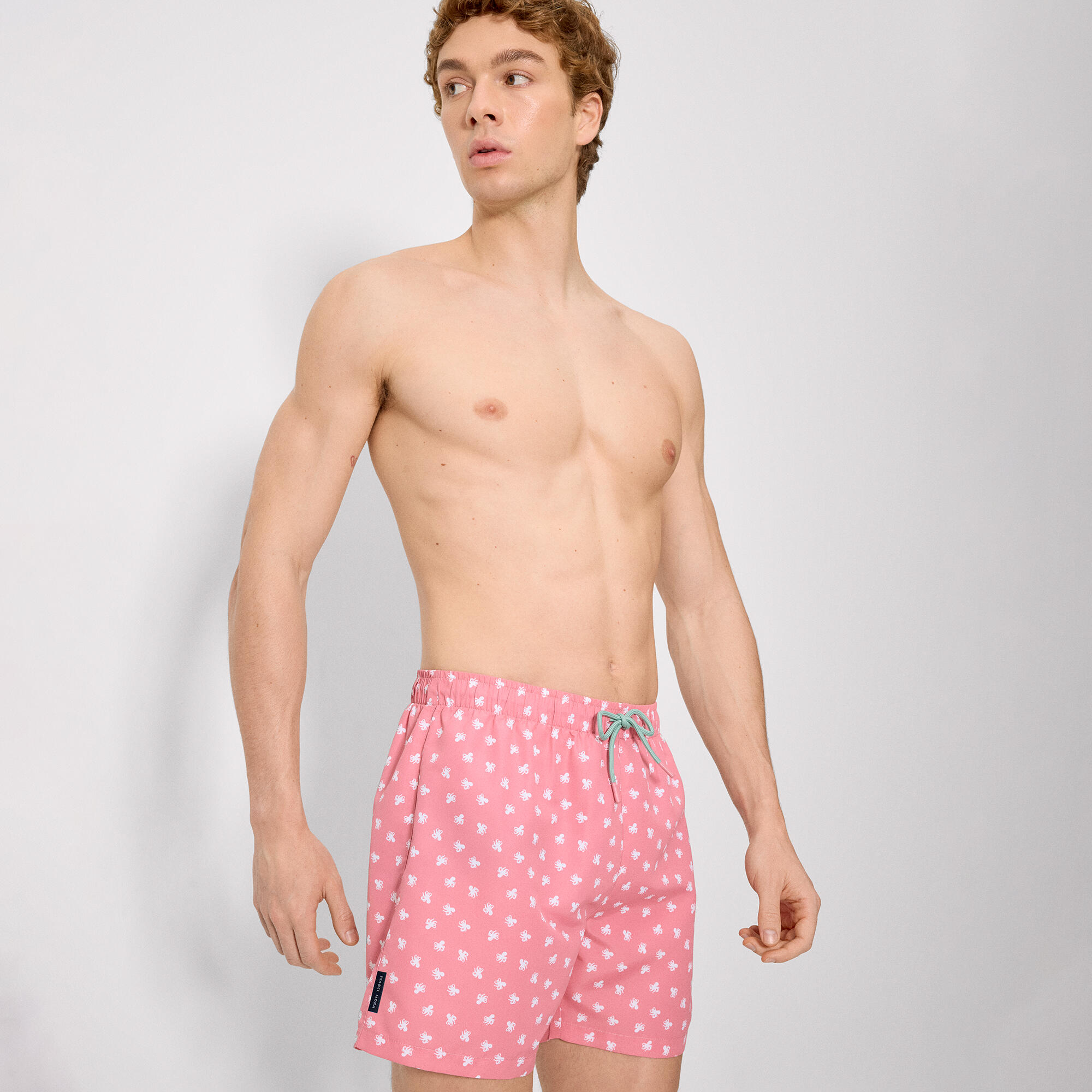 Bañador medio estampado pulpos rosa 3/4