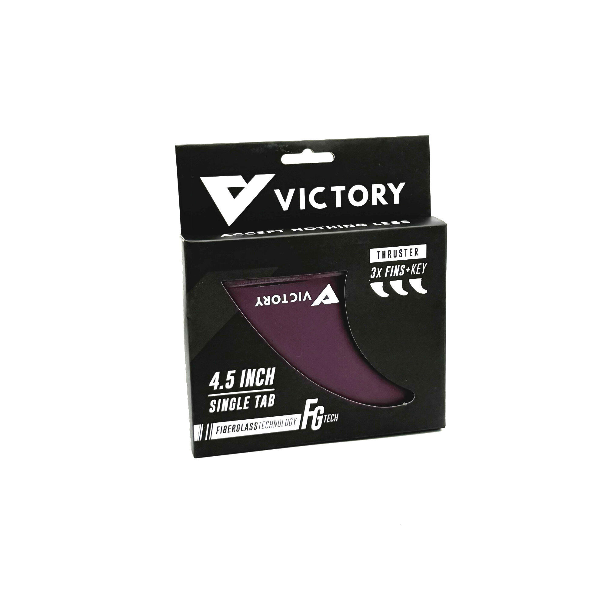 VICTORY - Thruster Fins Set Medium - Fiberglass - Futures Compatible - Plum 2/3