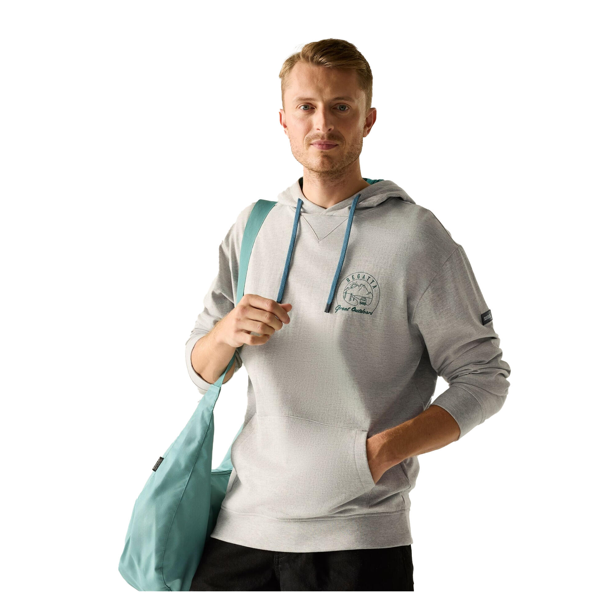 Sweat À Capuche Motif/style Imprimé Au Dos CLINE Homme (Gris Chiné / Vert 4/5