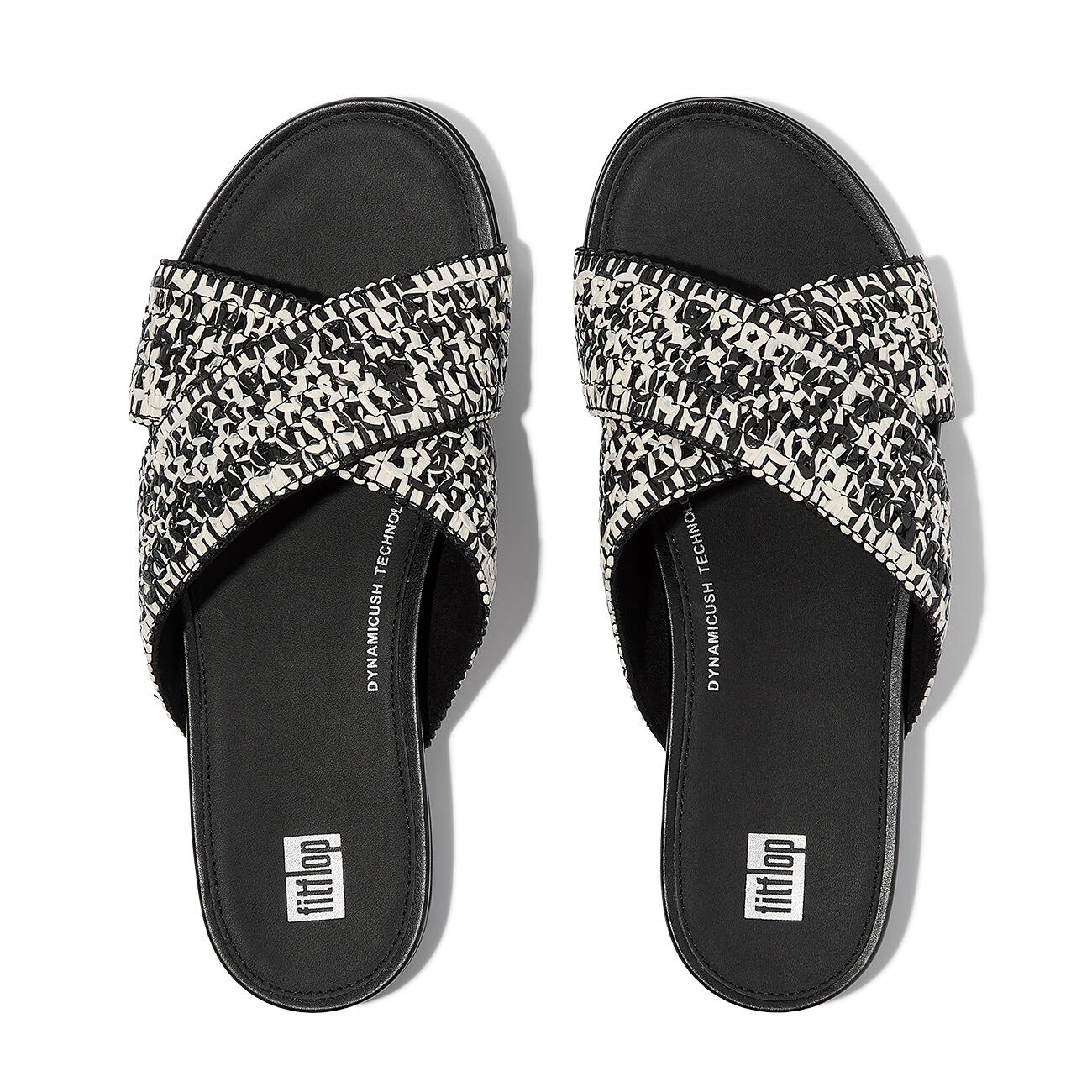 FITFLOP FitFlop Gracie Woven Cross Slides  ZWART/IVOOR MIX 37 5/7