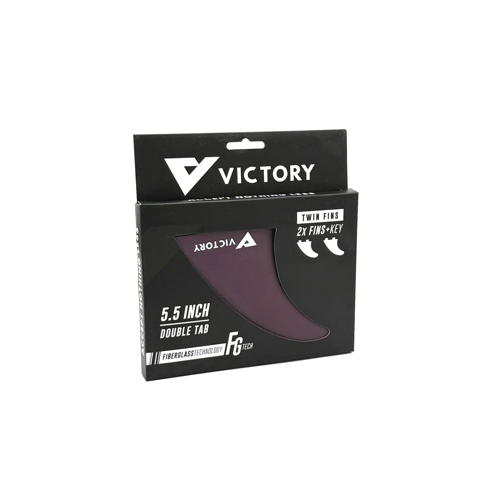 VICTORY - Twin Fins Set Fiberglass - FCS Compatible - Plum 2/3