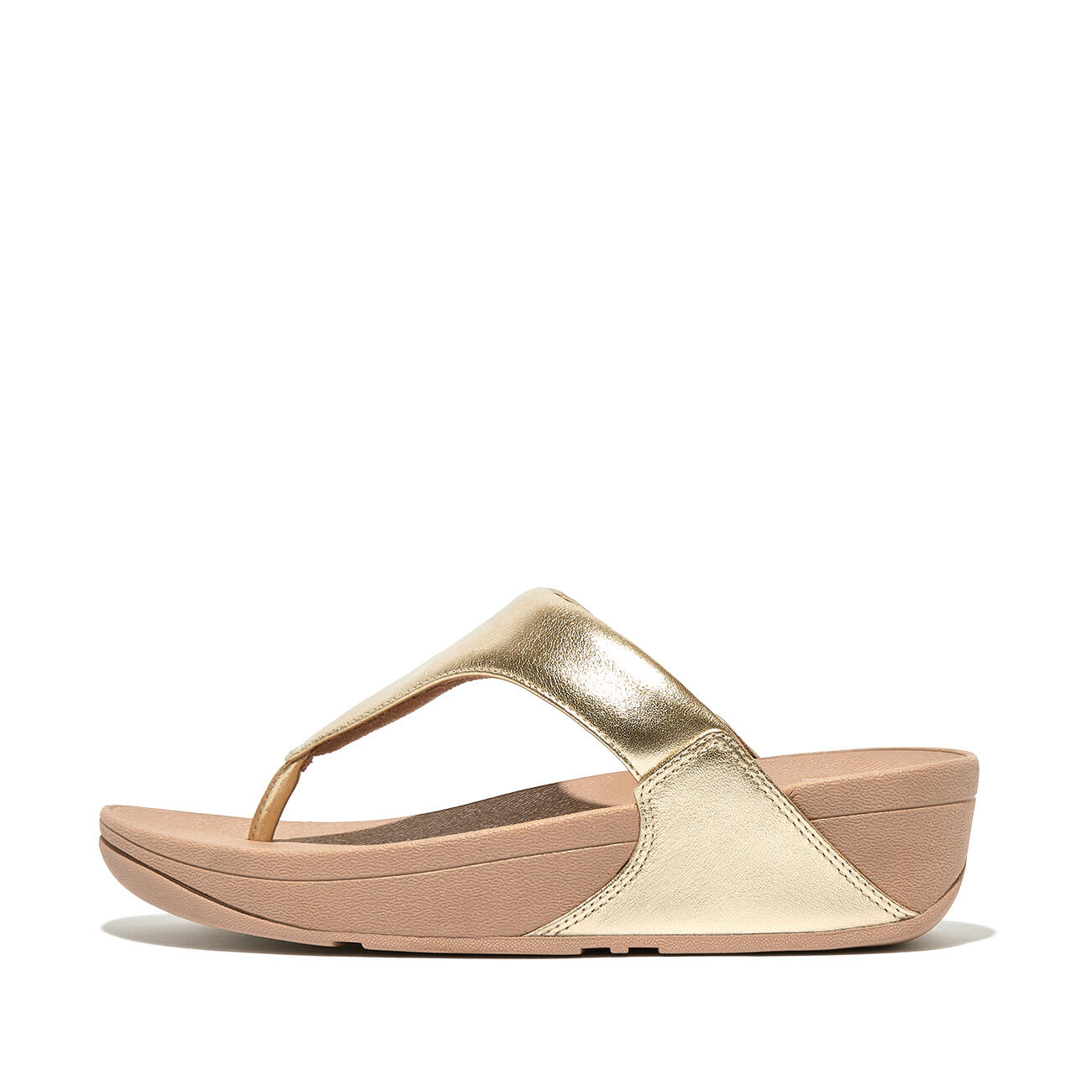 FITFLOP Lulu Lederen Teenslipper - Microwobbleboard-zool technologie  PLATINO 38 6/7