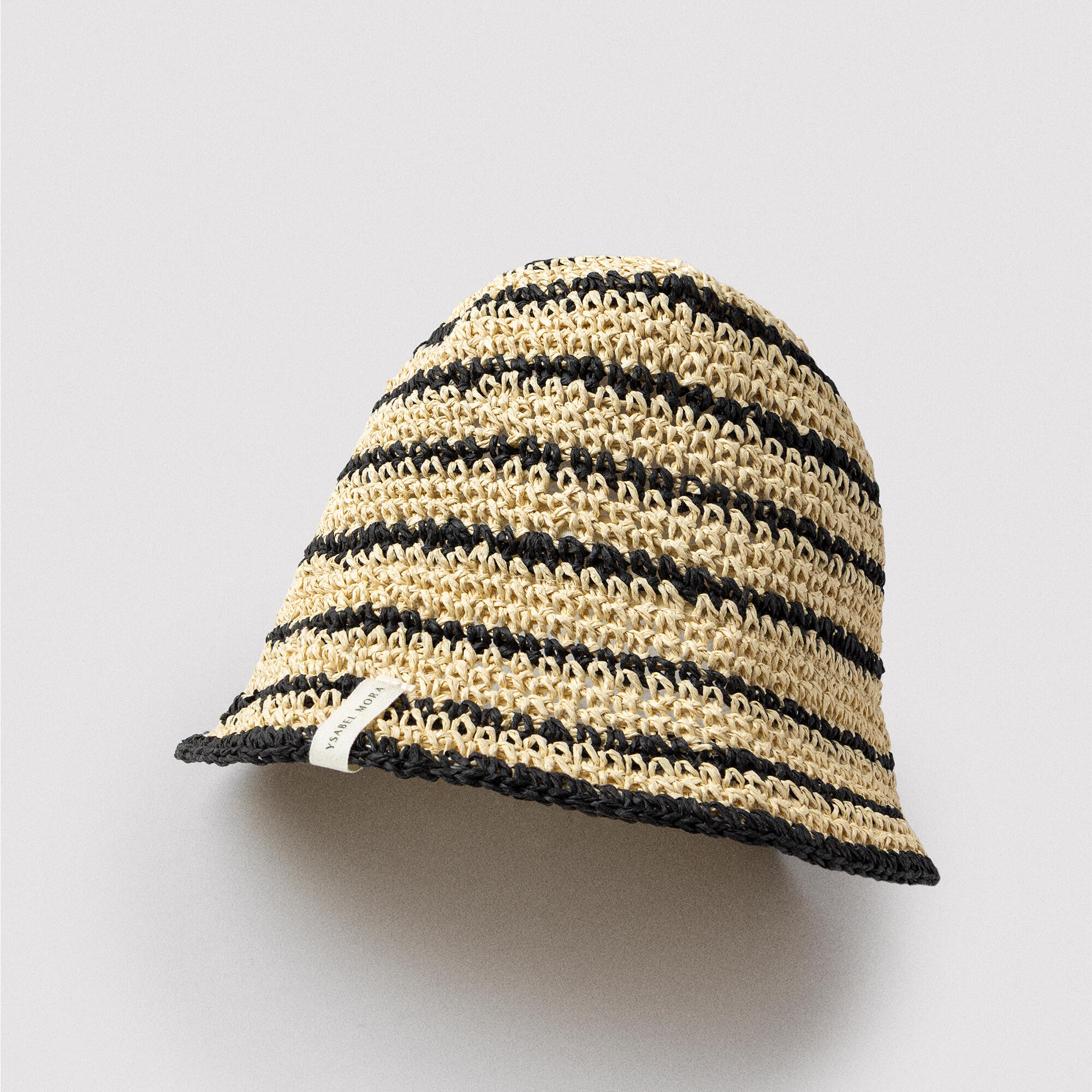 Gorro de rafia de rayas con borde moldeable 3/3