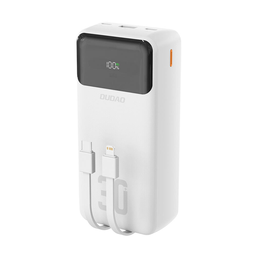 Dudao Bateria Externa K15max De 30000Mah Com Cabos Integrados Branco da Decathlon