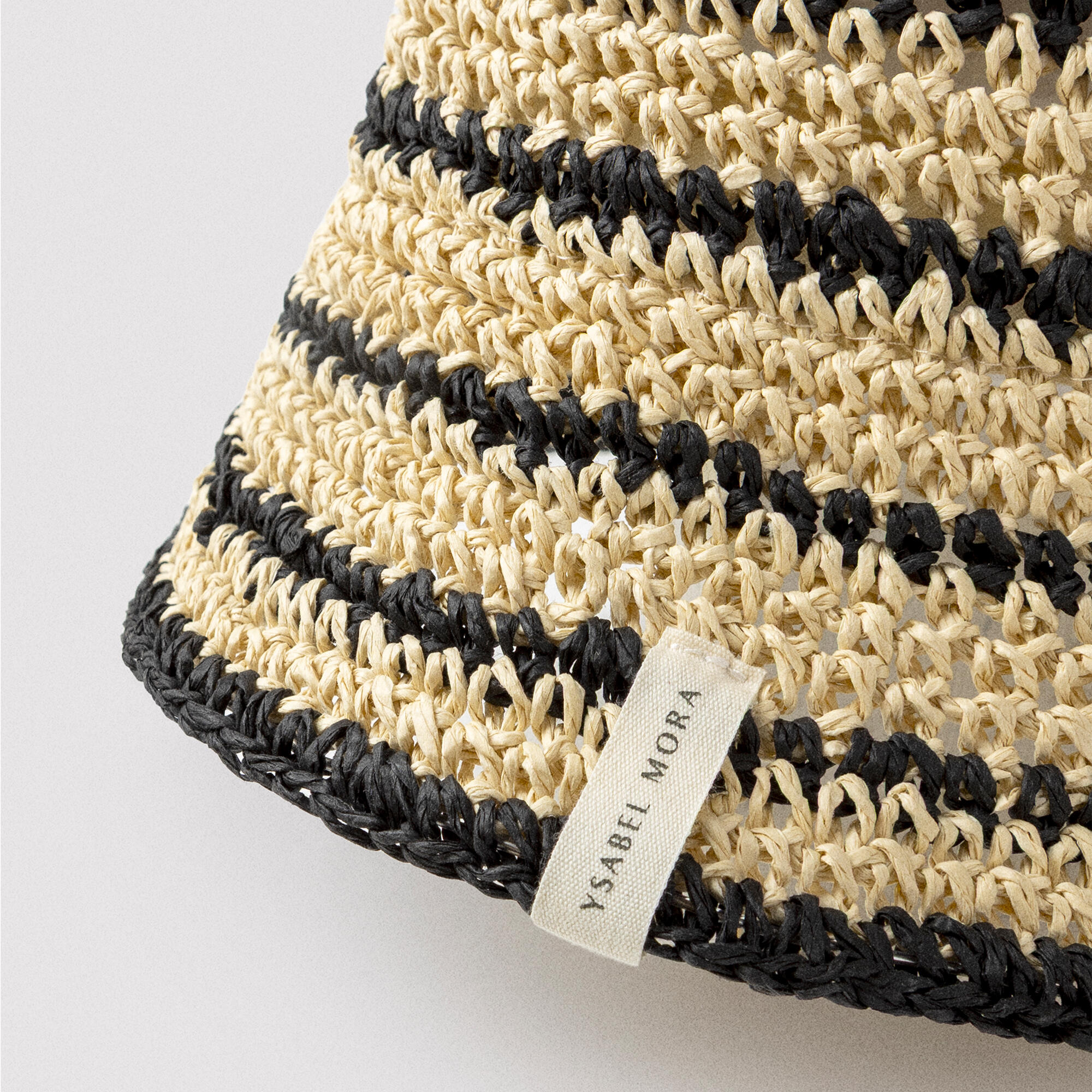 Gorro de rafia de rayas con borde moldeable 2/3