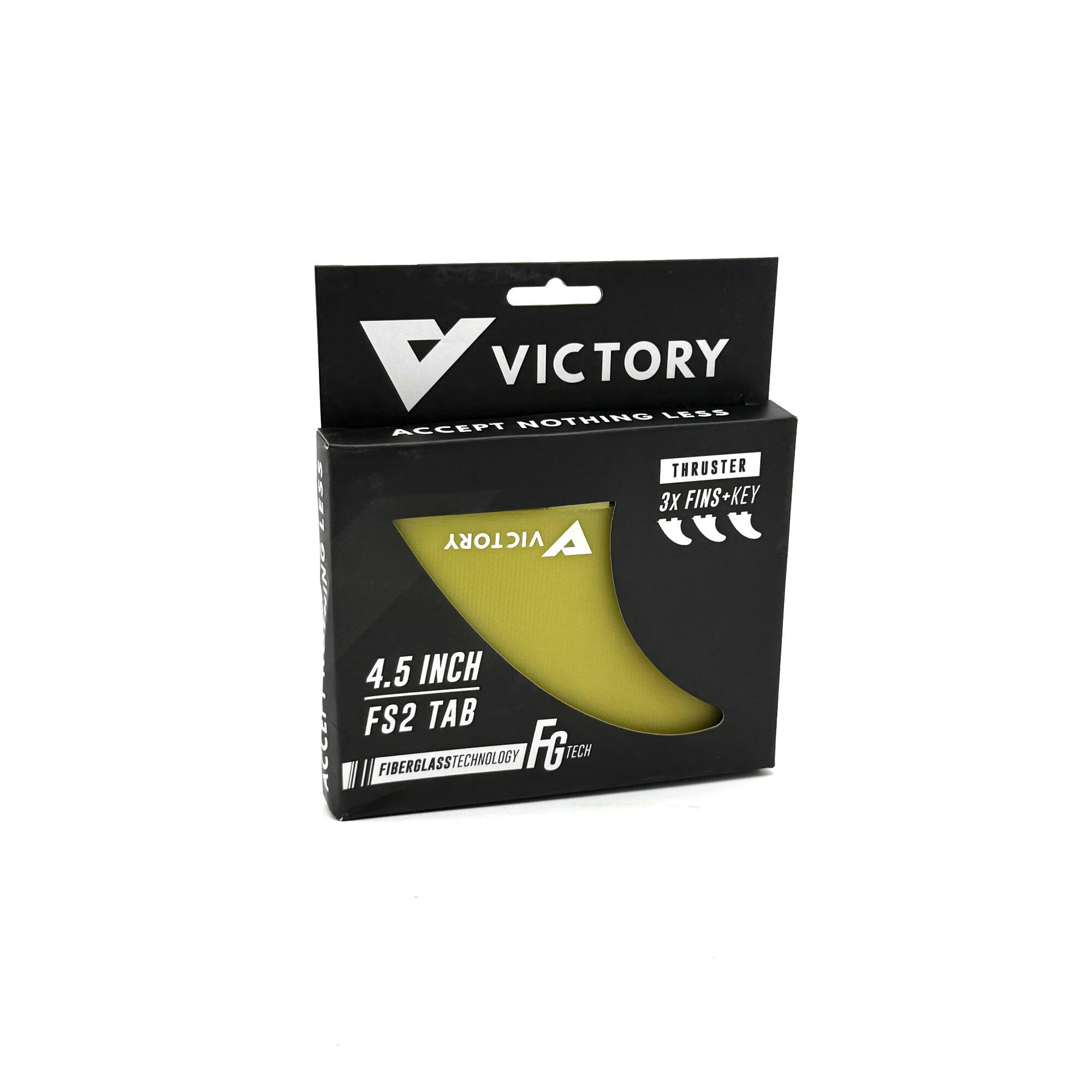 VICTORY - Thruster Fins Set Medium - Fiberglass - FCS 2 Compatible - Yellow 2/3