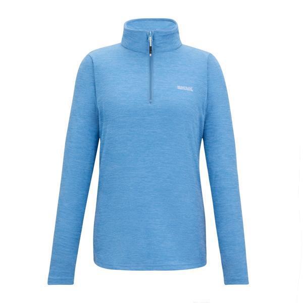 Womens/Ladies Sweetheart Quarter Zip Fleece Top (Washed Denim)