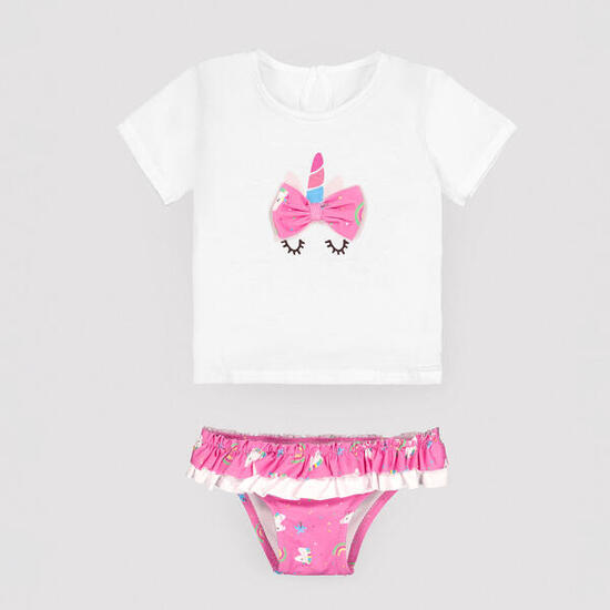 Ensemble t-shirt et bloomer bébé à imprimé licorne