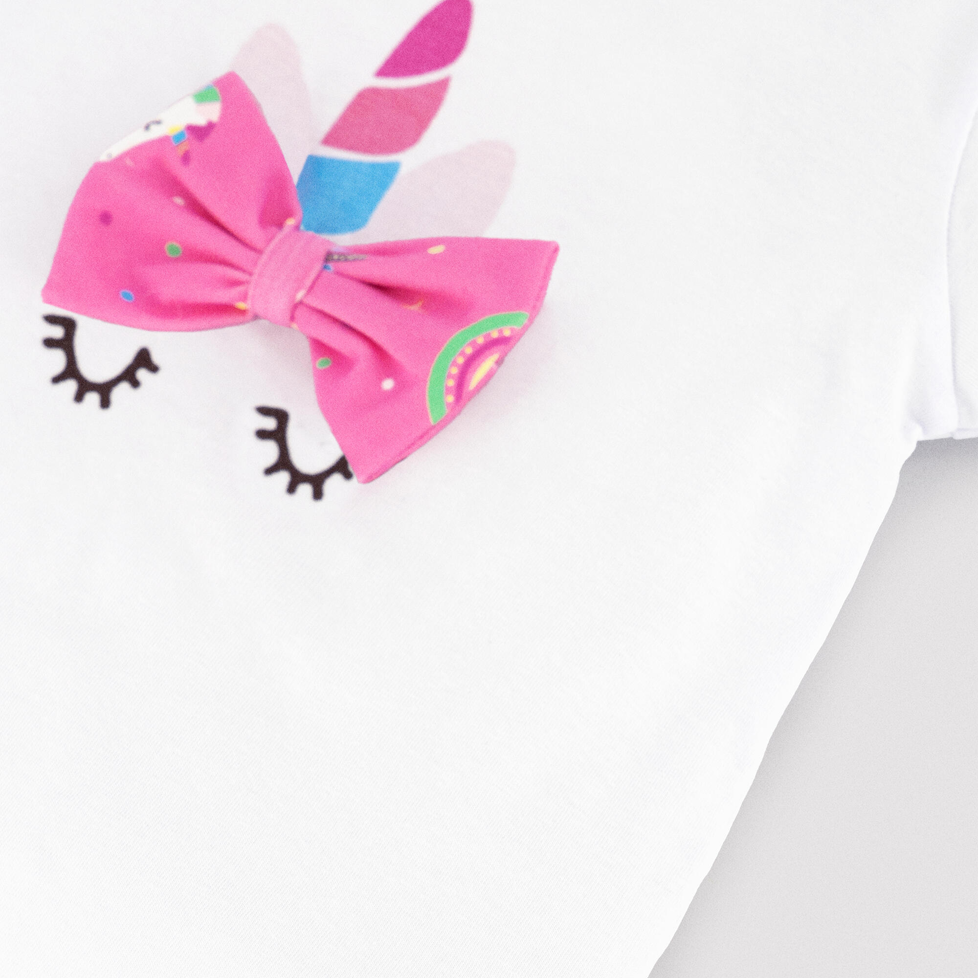 Ensemble t-shirt et bloomer bébé à imprimé licorne 3/4