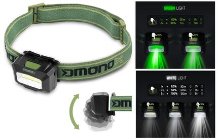 Lampe frontale MONOX 3W/1500mAh - Lampe de tête - Lumière blanc vert