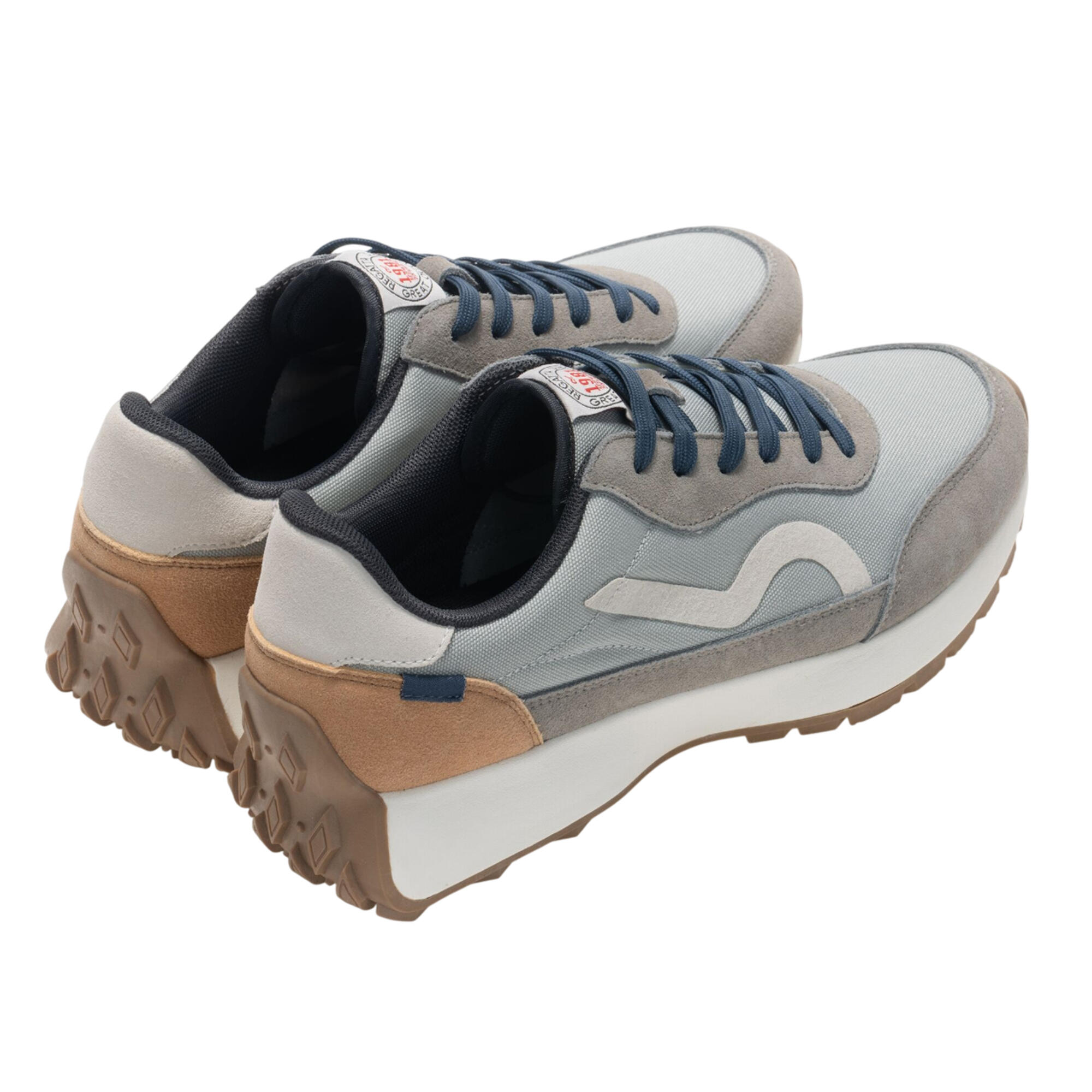 Heren Marine Heritage II Suede Trainers (Grijs/Denim) 2/5