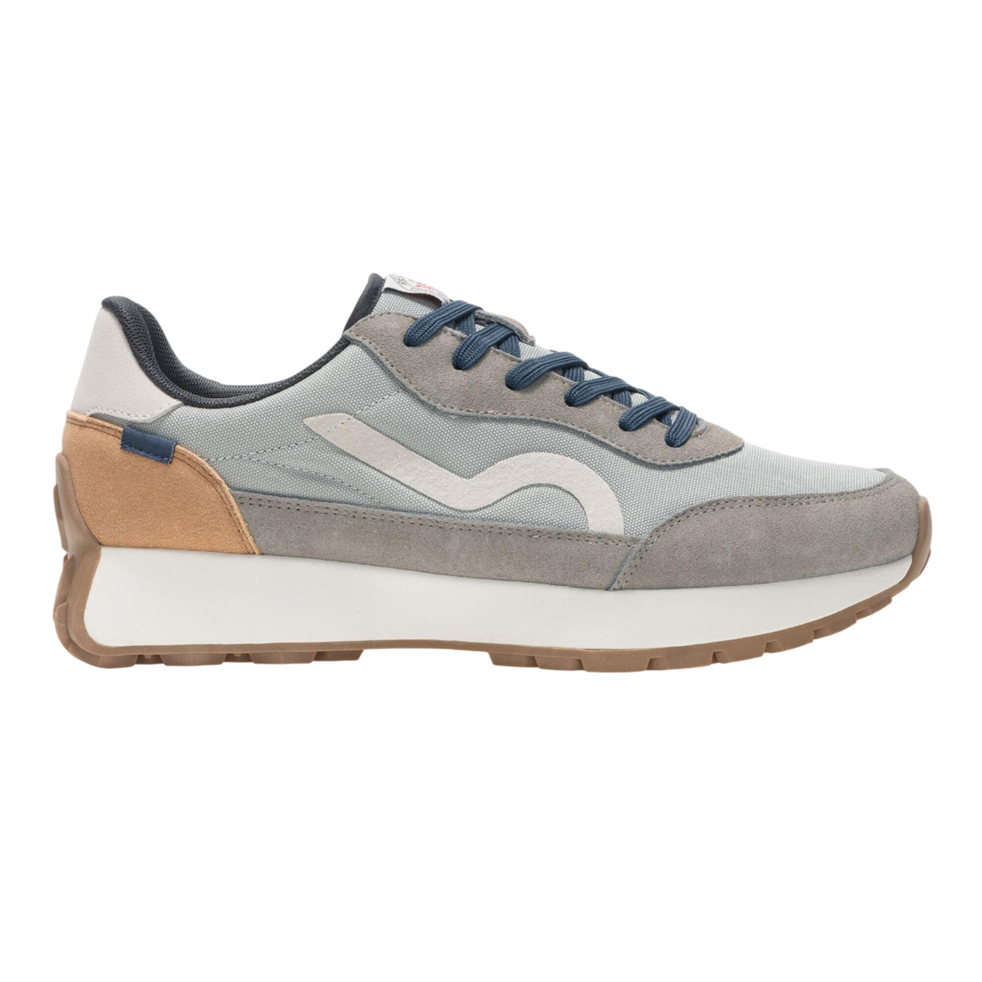 Heren Marine Heritage II Suede Trainers (Grijs/Denim) 4/5