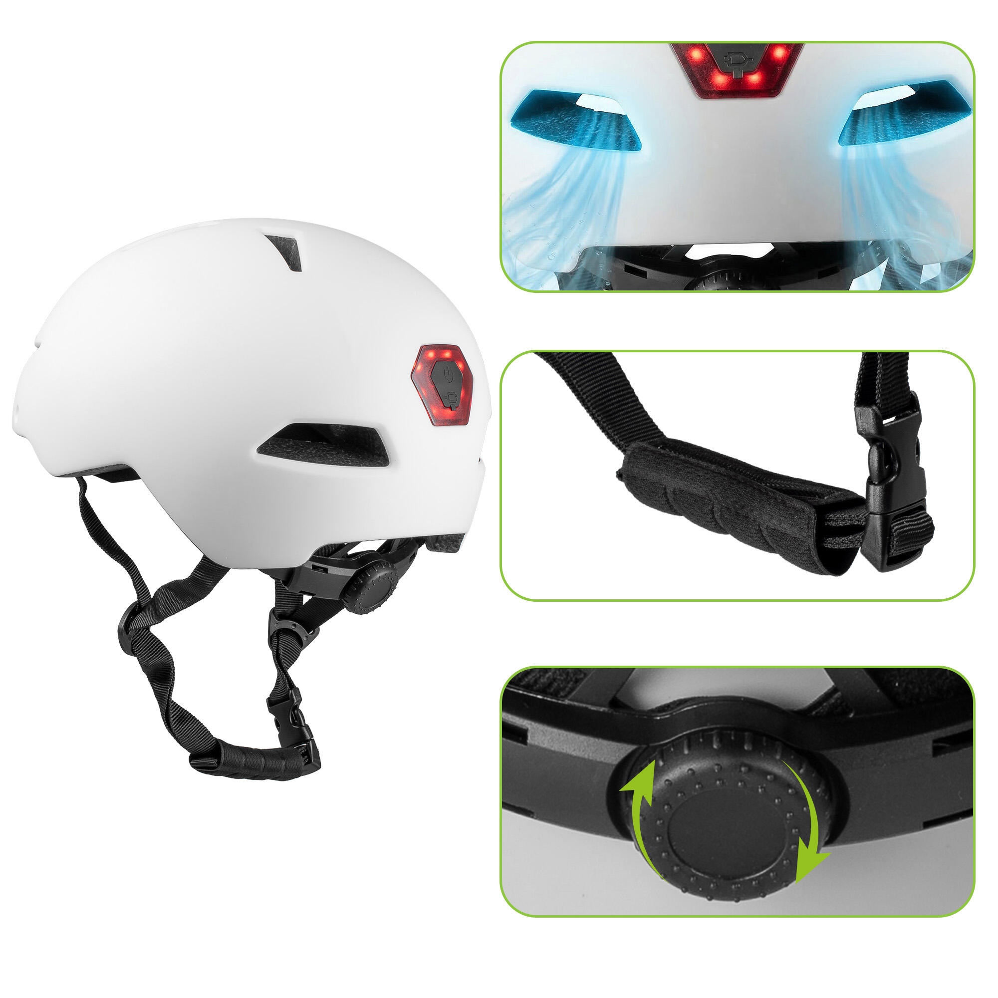 Casco per bici pattini Vayox Street VA0423 con visiera e luce LED 55-58cm 3/7