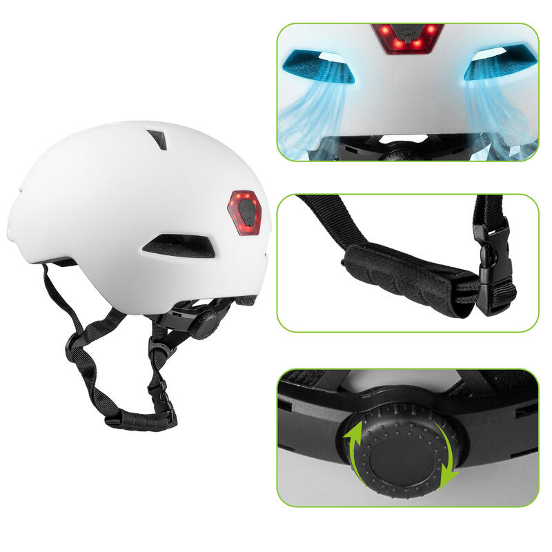 Cască pentru bicicletă role Vayox Street VA0423 cu vizieră și lampă LED 55-58cm