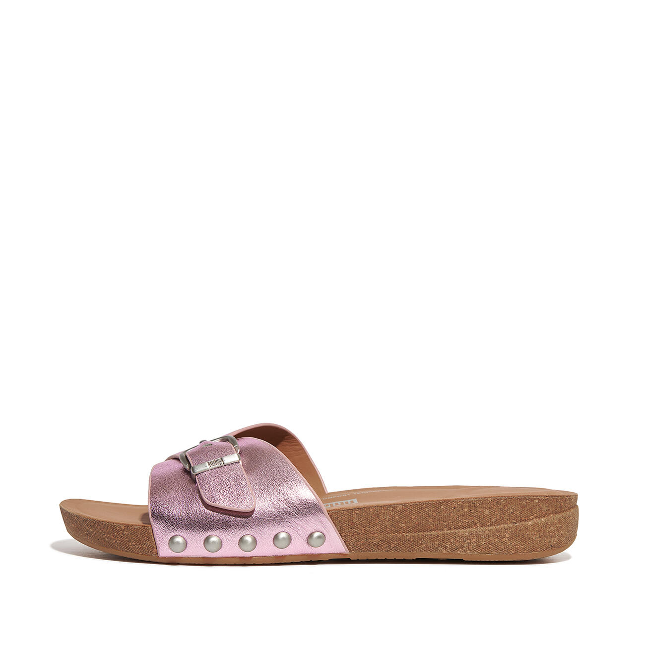 FITFLOP FitFlop Iqushion Adjustable Buckle Metallic-Leather Slides  WILDE LILA 3/7