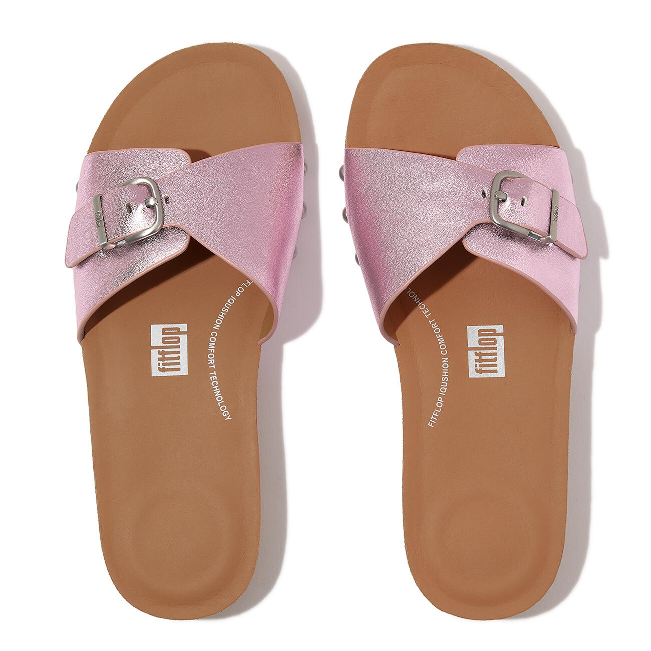 FITFLOP FitFlop Iqushion Adjustable Buckle Metallic-Leather Slides  WILDE LILA 5/7