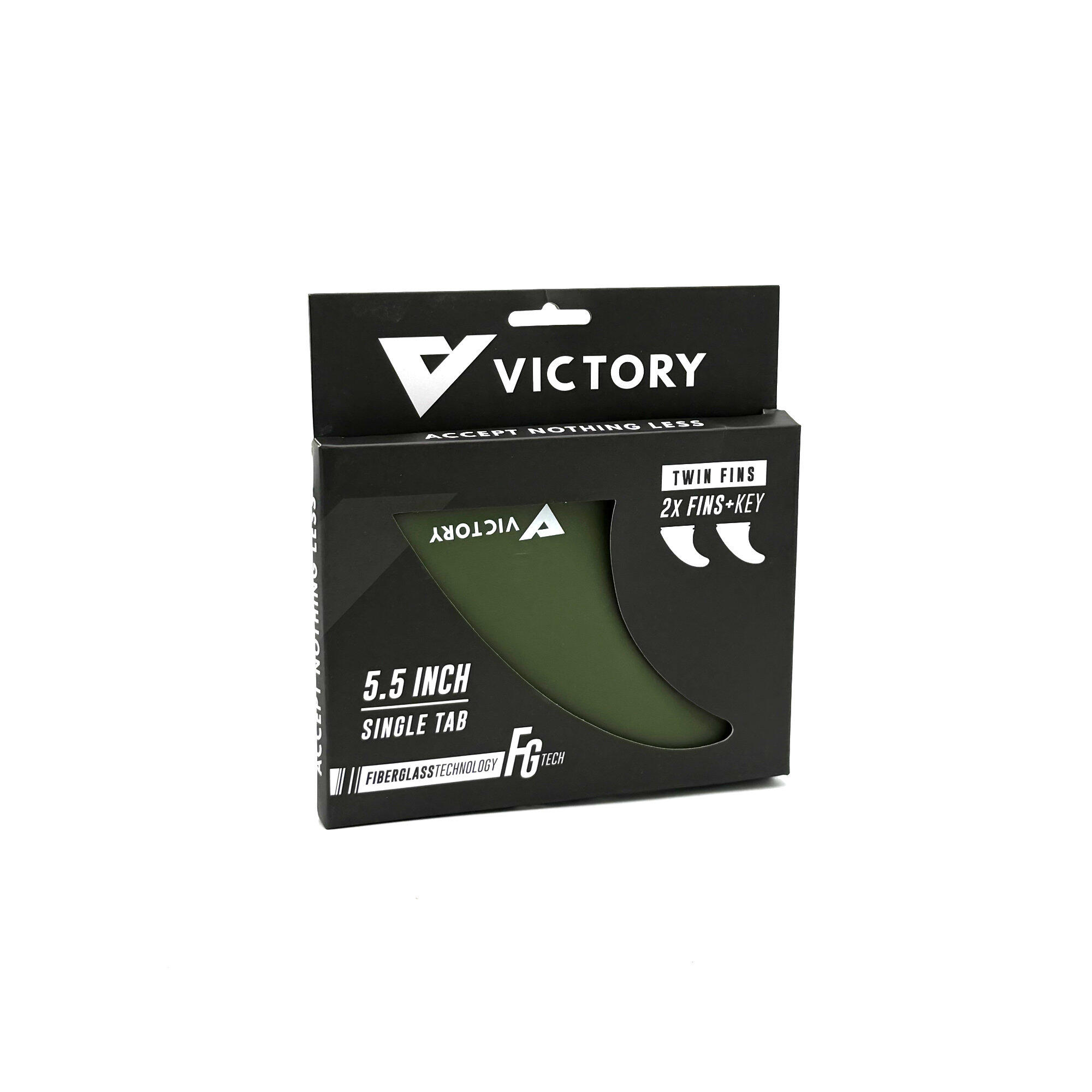 VICTORY - Twin Fins Set Fiberglass - Futures Compatible - Khaki 2/3