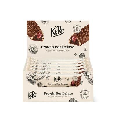Barretta proteica vegan deluxe con lamponi e cioccolato | 12 x 55 g