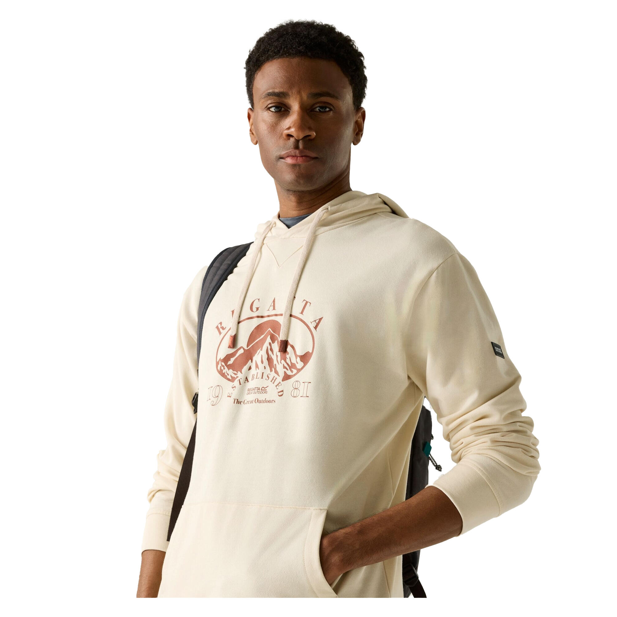 Sweat À Capuche Motif/style Montagne CLINE Homme (Blanc / Brique) 3/5