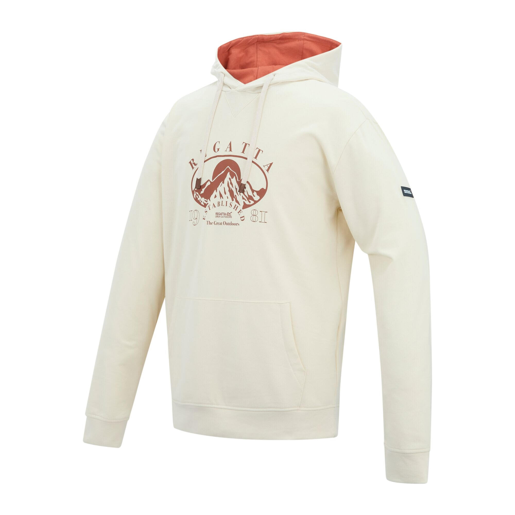 Sweat À Capuche Motif/style Montagne CLINE Homme (Blanc / Brique) 4/5