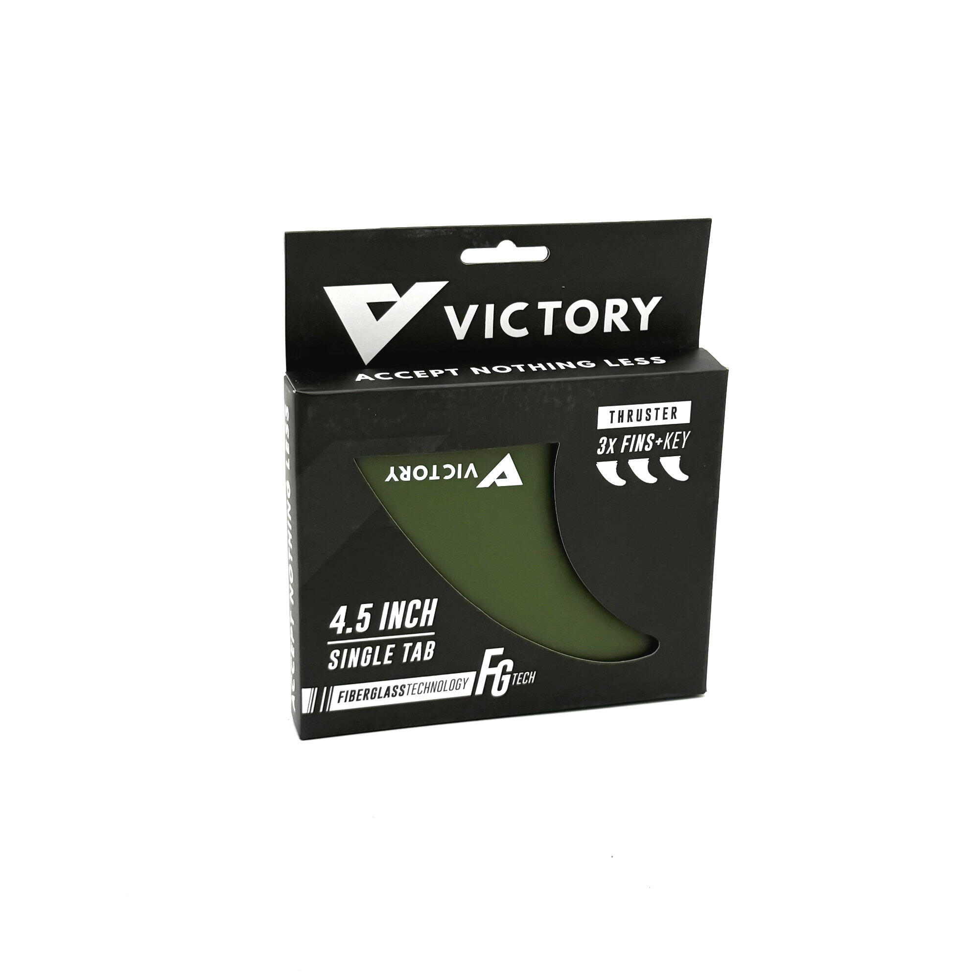 VICTORY - Thruster Fins Set Medium - Fiberglass - Futures Compatible - Khaki 2/3