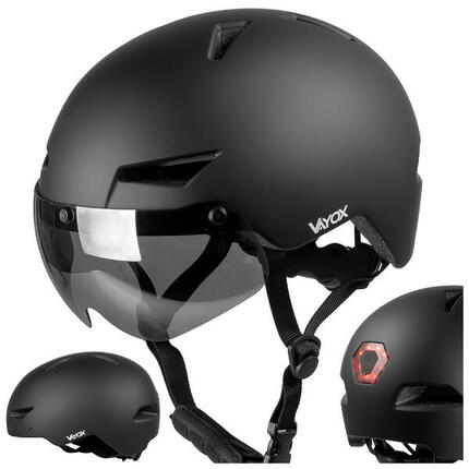 Kask na rower rolki hulajnogę Vayox Street VA0423 z szybką i lampką LED 55-58cm