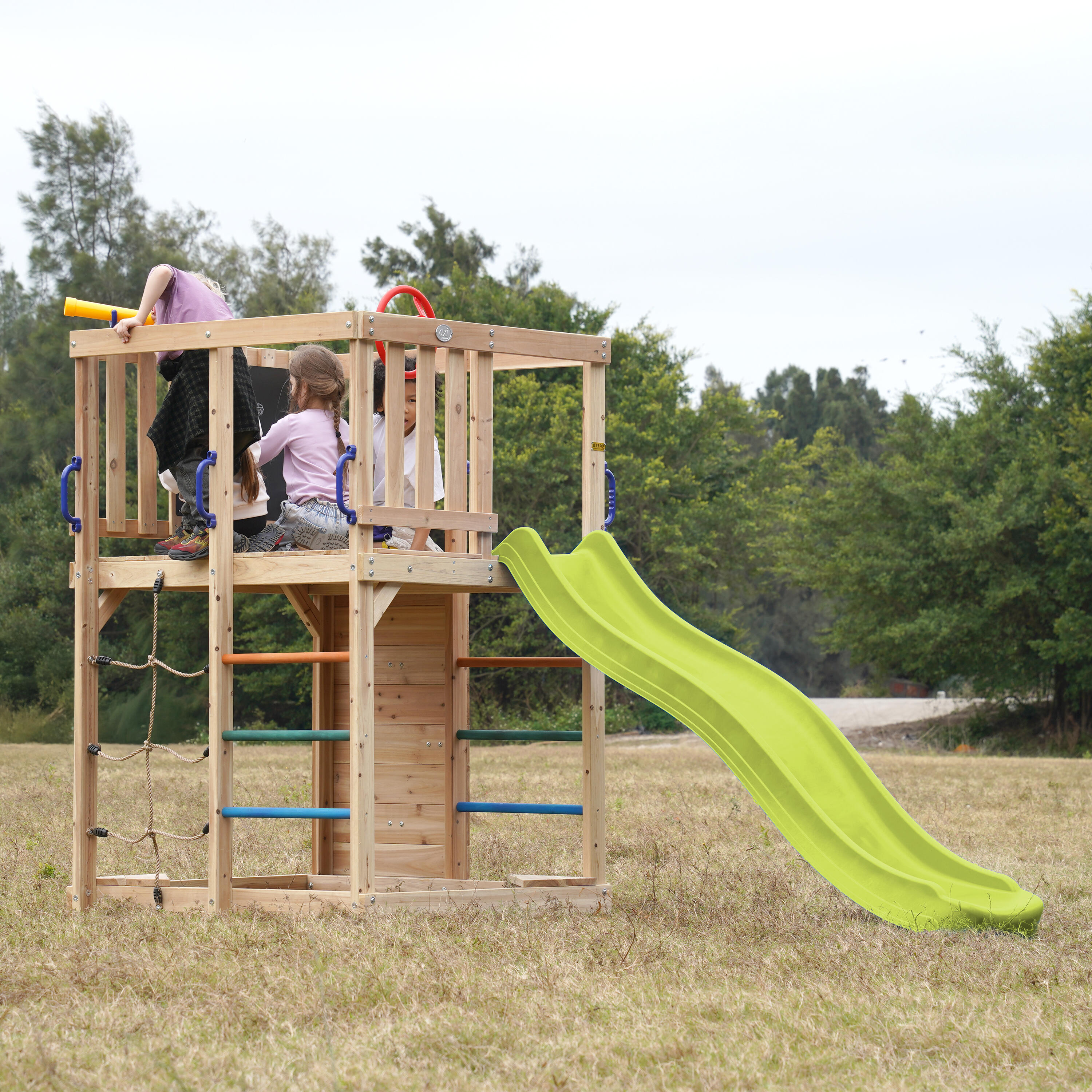 Aire de Jeux - Structure d'escalade, AXI Sam, Toboggan Vert Citron 4/7
