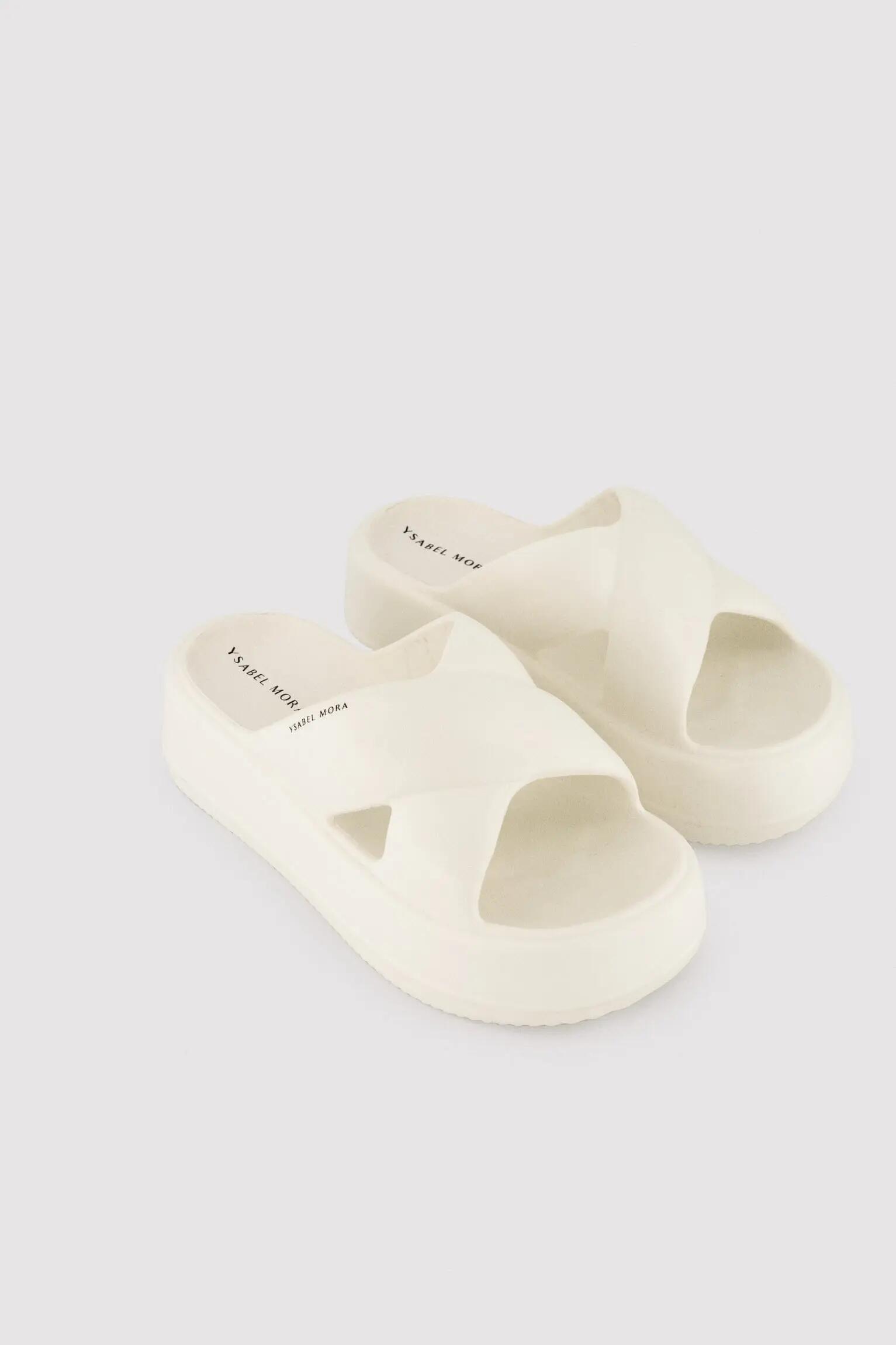 Tongs de plage blanches, légères, extra confortables, à plateforme antidérapante 2/3