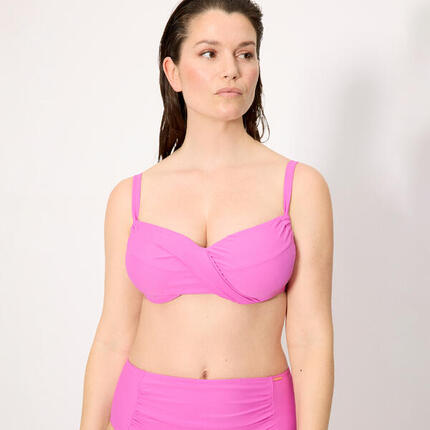 Top bikini reductor contorno regulable rosa copa D