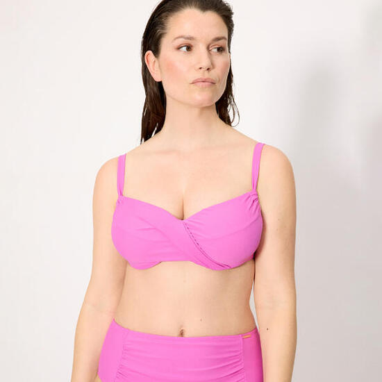 Top bikini reductor contorno regulable rosa copa D