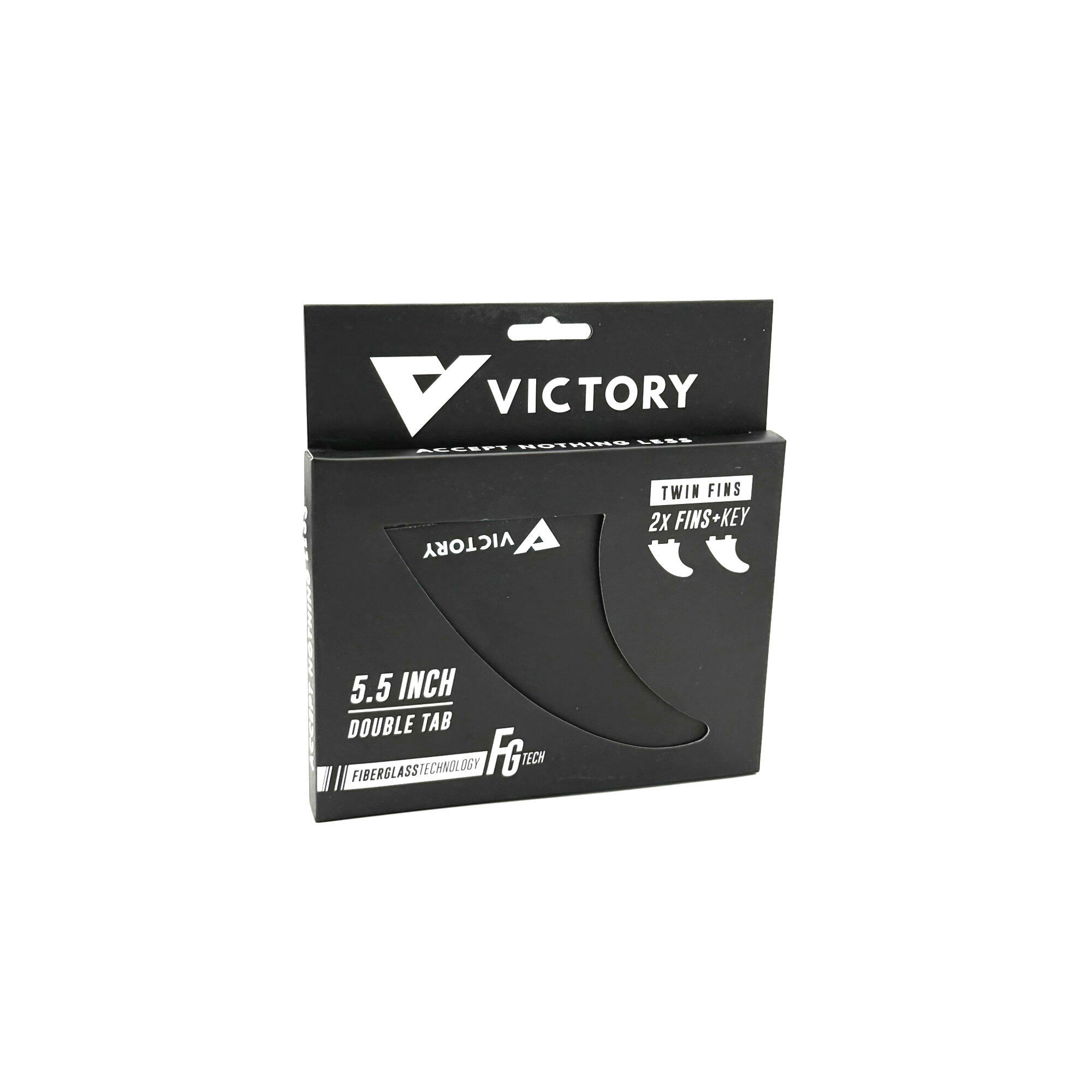 VICTORY - Twin Fins Set Fiberglass - FCS Compatible - Black 2/3