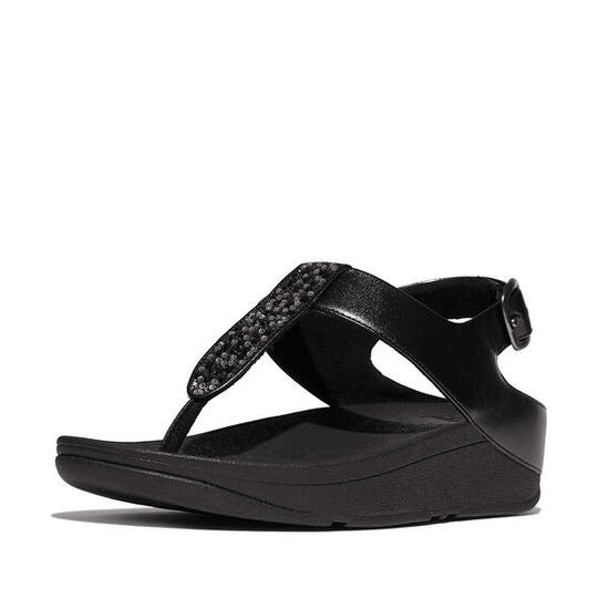 FITFLOP FitFlop Fino Crystal-Mix T-Strap Sandals GEHEEL ZWART 36