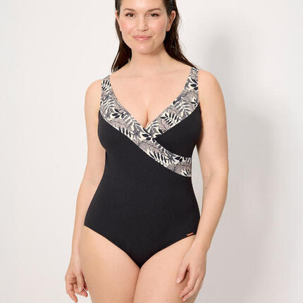 Maillot de bain gainant en micropiqué noir, bonnet C