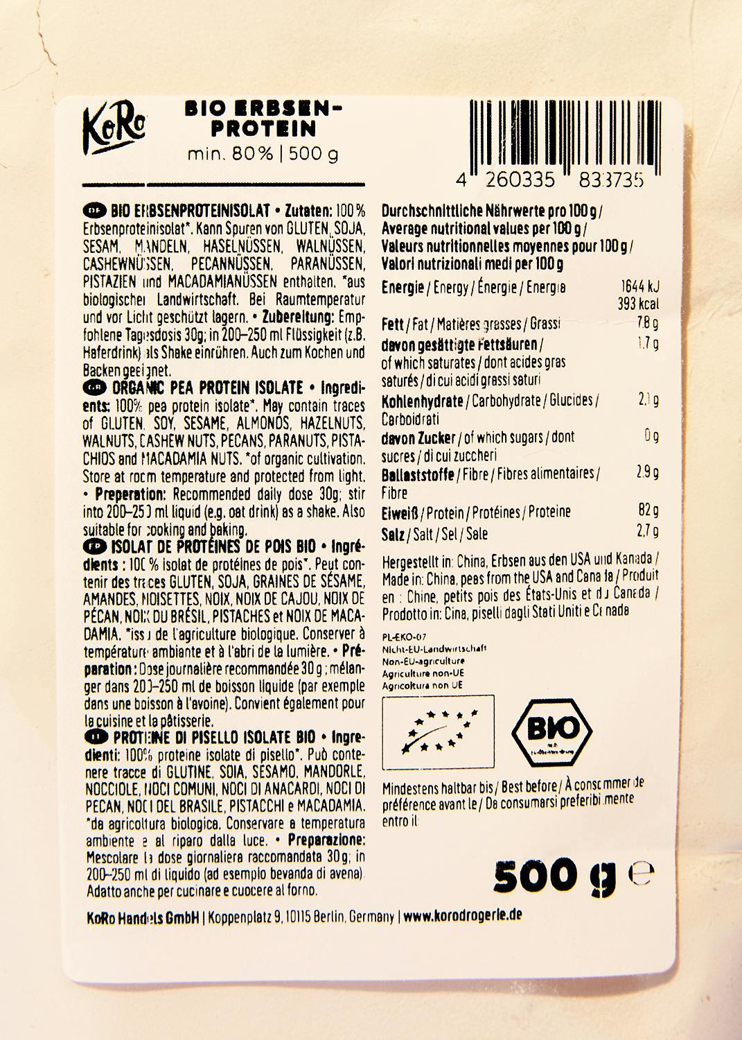 Protéines de pois bio 500 g 4/6