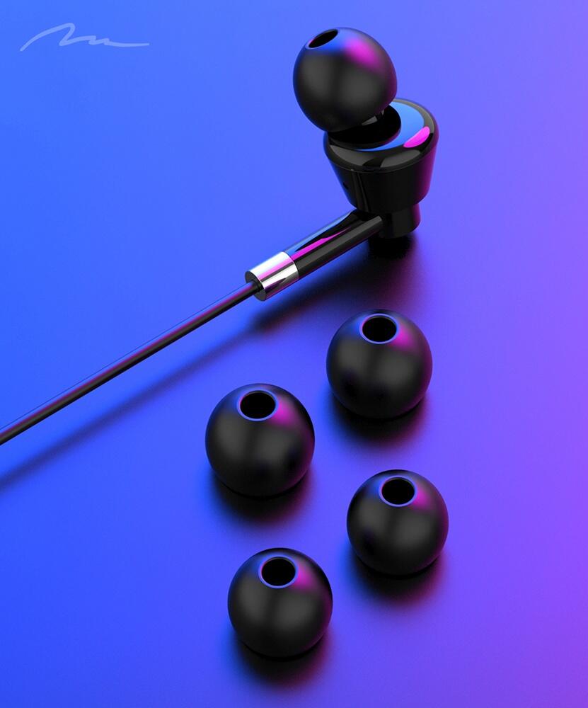 SŁUCHAWKI DOUSZNE USB-C Media-Tech z mikrofonem do smartfona czarne 2/6