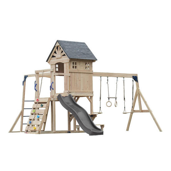 Spielplatz, AXI Duncan, 2 Schaukeln, 1 Rutsche, Holz, Pastellgrün