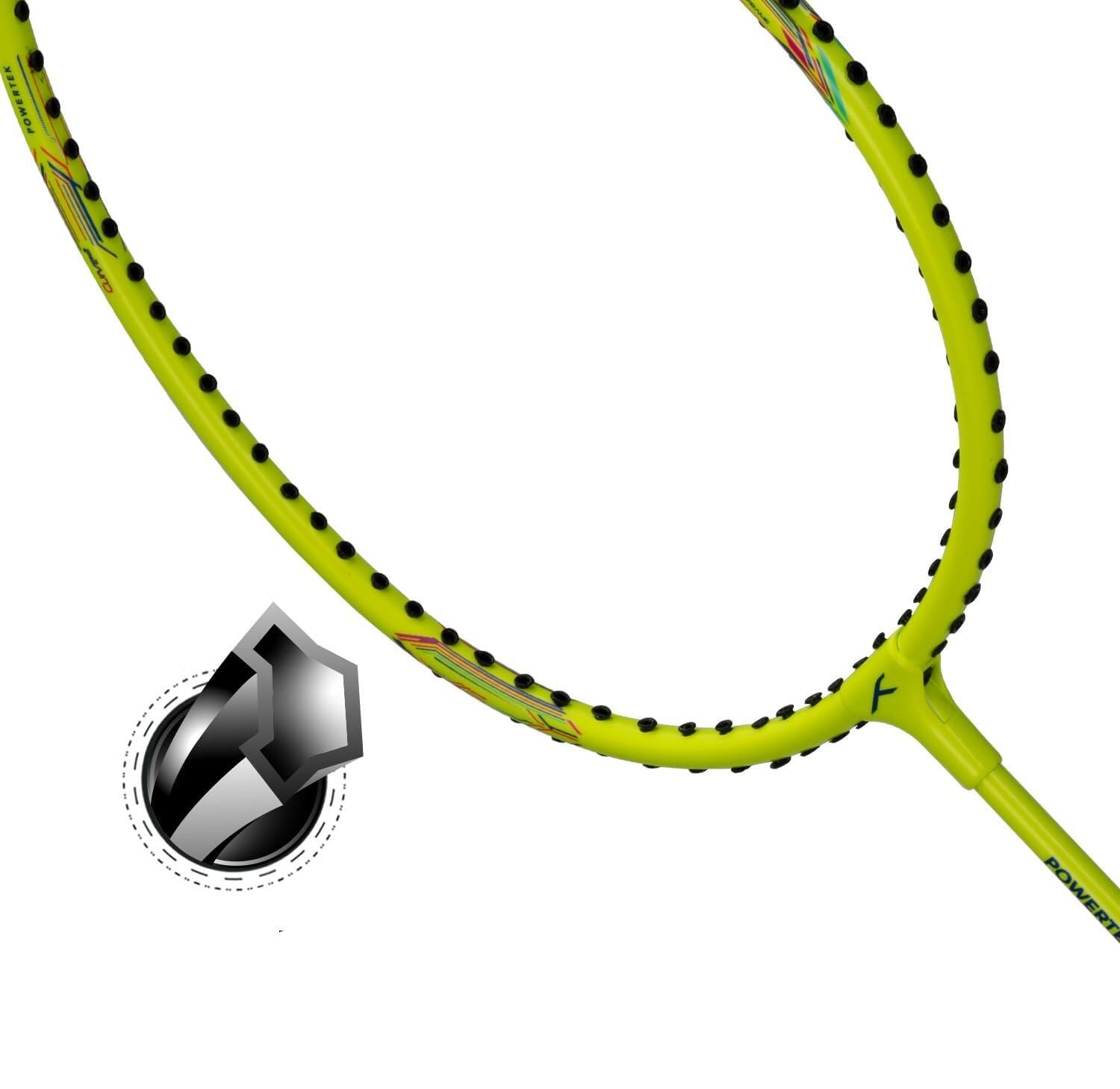 Badmintonschläger (2er-Pack) – Powertek 200 für Anfänger Neongrün 6/7