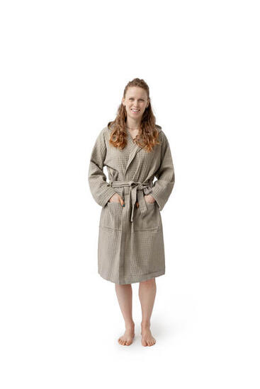 COGAL® - Bademantel für Damen aus Waffelpiqué, 100 % Baumwolle - Grey - XL