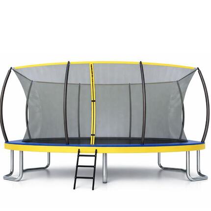 Trampolin Outdoor 457x305cm, TÜV GS, Smartes Klappnetz, Inkl. Leiter, Bodenanker