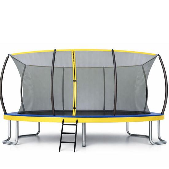 Trampolin Outdoor 457x305cm, TÜV GS, Smartes Klappnetz, Inkl. Leiter, Bodenanker