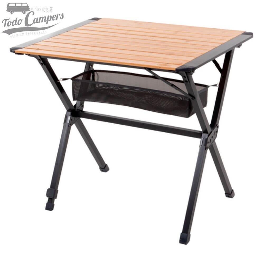 Mesa para campers enrollable de bambú con red Camp4 Mendoza - 80 x 63 2/7