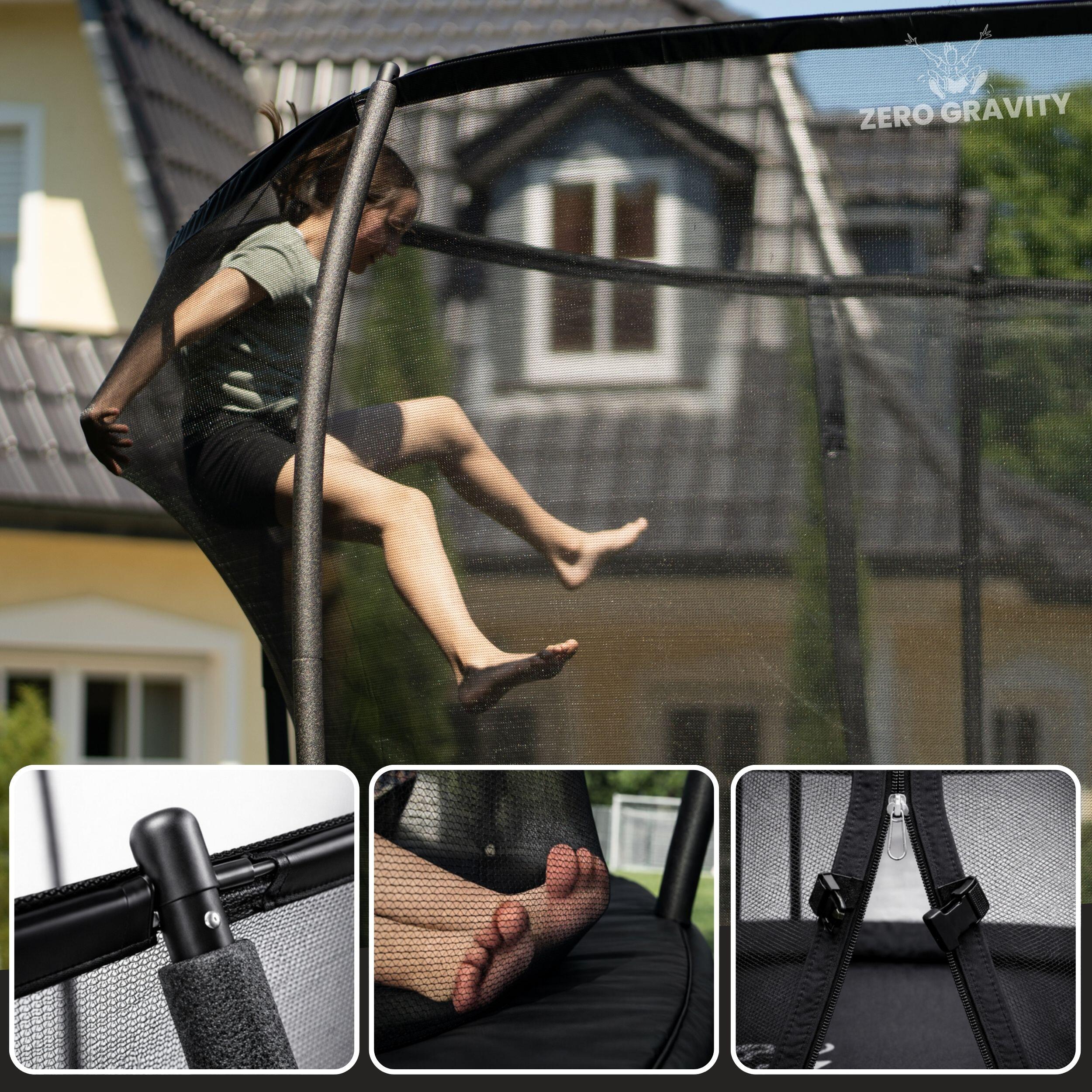 Trampolin Outdoor 305x213cm, TÜV GS, Smartes Klappnetz, Inkl. Leiter, Bodenanker 2/7