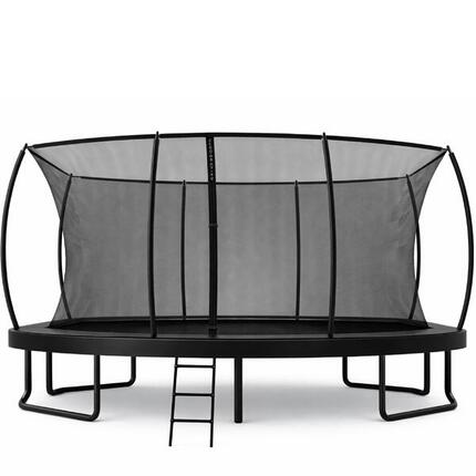 Trampolin Outdoor 457x305cm, TÜV GS, Smartes Klappnetz, Inkl. Leiter, Bodenanker